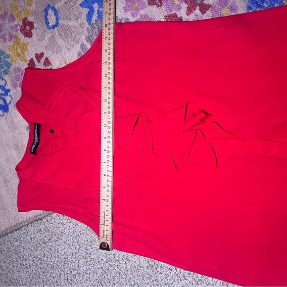 Karl Lagerfeld Red Paris Ruffle Neck Sleeveless Blouse Size Small 6 Office - Picture 6 of 13